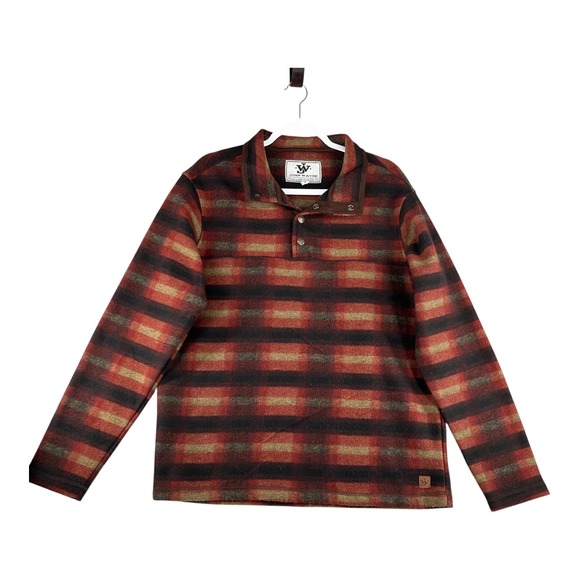 John Wayne 1/4 Snap Pullover Fleece Mens Size Medium Plaid Western Southwest - Picture 1 of 10